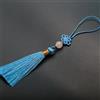 SYSUII 10 Pezzi Mini Quaste, Nappa Fatta a Mano Setosa con Perline, Portachiavi con Segnalibro, Nappa con Piccolo Nodo Cinese per Gioielleria Fai-da-Te, Orecchini, Portachiavi - Cielo Blu