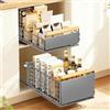 EOJDDPA, Cassetto estraibile per la cucina, 2 pezzi, sistema di cassetti telescopico con estrazione completa, senza foratura, fino a 25 kg, organizer per cassetti per armadi profondi (grigio)