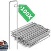 Forever Speed 100PCS Picchetti Giardino in Acciaio Zincato, 150mm de Largo 30mm de Ancho Ø 3mm Picchetti Telo Pacciamatura per Vellón Antihierba Vellón de Jardín, Valla, Mantillo, Césped Artificial