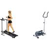 Sunny Health & Fitness Magnetic Underdesk/Standing Portable Ellittical Machine + Foldable and Compact Magnetic Rowing Machine, 130 KG Max, Durable Non-Electric Incline Exercise