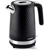 Berdsen Bollitore con filtro anticalcare da 1,7 l, capacità 2200 W, fondo piroet, silenzioso, nero, argento opaco