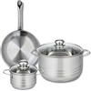 Fackelmann ELO 9867050 - Set di 1 padella 24 cm e 2 pentole 14 e 24 cm Elo Profi lucido, acciaio inox, induzione 9867050