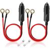 HATMINI 2 cavi di prolunga per accendisigari maschio da 14 AWG a terminale ad anello O, 20 A, 12 V/24 V, cavo maschio per accendisigari resistente, terminale ad anello da 8 mm, 3 m