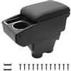 KAERGK Bracciolo Auto Compatibile con Peugeot 208 2013-2018 | Vano Portaoggetti a Due Llivelli, con Portabicchieri, Facile da Montare, Regolabile, Pelle PU, Linea Nera