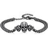 REDSUN Bracciale con teschio, in argento Sterling 925, con teschio di rosa, gotico, punk, teschio, regalo di Natale per gli amanti del gotico, donna e uomo, Argento sterling