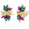 EVER FAITH Orecchini a clip con strass con cristalli marquise, stile vintage, per donna, sposa, matrimonio, festa, ballo, verde, giallo/viola, Cristallo