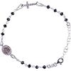 Sinfonie Bracciale Uomo Donna Rosario in Argento 925% E Perline Nere onice 21 cm (Nero e Zirconi)