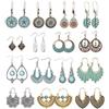 JeweBella 8-15 Paia Set Orecchini Pendenti Vintage Etnico per Donna Ragazze Orecchini Pendenti Bohémien Orecchini Turchesi Fiore Foglia Orecchini Retrò Boho Set