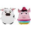 BANDAI Peluche reversibile 2 in 1 La fattoria di Zenon, Mucca Lola e Dona Pancha 25 cm, multicolore, modello PK34212