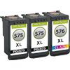 TonerPartner Multipack compatibile con Canon 5437C004 / PG575XL+CL576XL contiene 3 cartucce per testina di stampa contiene 2x 5437C001 / PG575XL, 400 pagine, 15 ml, 5%, 1x 5441C001 / CL576XL, 300 pagine, 12,6 ml, 5%