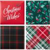 Hallmark Portacarte regalo da 10,2 cm (plaid rosso e verde, agrifoglio, auguri di Natale nero e rosso) piccole scatole regalo per carte regalo