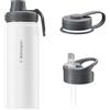 Wessper Borraccia Termica in Acciaio Inossidabile, 500 ml, Thermos Acqua con Tre Tappi Intercambiabili, Bottiglia per Bevande Aalde e Fredde, Senza BPA - Bianco