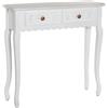 DRW Tavolo di ingresso con 2 cassetti in legno MDF bianco decape 78x80x25 cm