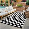 Seavish Tappeto a scacchi, 10,2 x 1,8 m, colore bianco e nero, tappeto a scacchiera marocchino, per esterni, pieghevole, lavabile, copertura per pavimento, tappeto per interni, per soggiorno, camera