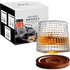 Yxmohala Bicchieri da whisky girevoli, bicchieri da whisky rotanti con sottobicchieri, bicchieri da whisky vecchio stile per degustazione di scotch, bourbon e cocktail, regali per uomini di compleanno, 160 ml