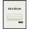 JUNOMI® Cornice 40x50 cm in legno colore nero | Cornice per poster con vetro acrilico infrangibile | Montaggio a parete verticale e orizzontale | Profilo sottile