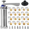 YOUNGSAY Pressa per Biscotti, Acciaio Inossidabile Sparabiscotti Professionale con 20 Stencil e 8 Ugelli, Fai da Te Sparabiscotti per Torte e Biscotti