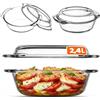 KADAX Pirofila per Cottura da Forno in Vetro Trasparente, Casseruola Rotonda con Coperchio da Cucina, Piatto Resistente al Calore per Lasagne (2.4 L)