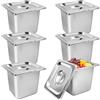 Sibosen Confezione da 6 padelle in acciaio inox con coperchi, profondità 15,2 cm, anti-inceppamento, pentole da tavolo per ristorante, buffet e forniture per feste
