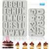 YYUEZHI 2 Pezzi Stampo In Silicone Lettere e Numeri, Stampo Per Lettere Di Cioccolato, Stampi In Silicone Per Dolci Numeri, A-Z & 0-9, 3D, Con Contagocce, per Torte, Sapone e resina epossidica