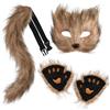 XEPST Animale Fox Costume Set con Therian Mask and Tail, Maschera e Coda da Volpe Therian Set di Accessori per Halloween Cosplay Costume Fancy Dress Carnevale,Marrone