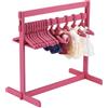 UNICRAFTALE Appendiabiti alto 30 cm con 15 appendiabiti in legno per bambole, rosa, mini vestiti per bambole, accessori per casa delle bambole, gatti, cuccioli