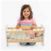 Green series Kinderplay Culla per bambole in legno con biancheria da letto, letto per bambole fino a 49,5 cm, giocattolo in legno per ragazze dai 3 anni in su, culla sostenibile per giochi di ruolo e regalo per