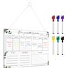 Vicloon Lavagna Calendario Magnetica frigo Cancellabile,Planner Settimanale Acrilico,Lavagna Frigo Trasparente con 6 Pennarelli e Cancellino,per Ufficio Scuola con Corda e Gancio,versione tedesca