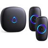 SECRUI Campanello Senza Fili da Esterno, Doorbell Wireless con 1 Ricevitore + 2 Pulsante, 58 Suonerie, 5 Livelli Volume 120 dB, LED, 300 m Lunga Portata per Casa,Appartamento Porta d'Ingresso, Nero