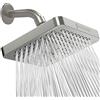SparkPod Fixed Shower Head - High Pressure Rain - Luxury Modern Chrome Look - Easy Tool Free Installation - The Perfect Adjustable Replacement (Brushed Nickel, 15cm Square)
