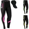 Brisk Bike Pantaloni Ciclismo Donna — Cool Max Imbottito Elasticizzato Pantaloni Ciclista con Zip Riflettenti | Leggings Termici (Nero/Rosa, S)