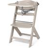 Kikka Boo KikkaBoo NORDY Seggiolone in Legno per Bebè, Sedia Regolabile fino a 35 kg, Struttura in Faggio, Vassoio Rimovibile, Seduta e Poggiapiedi Regolabili, Barra di Sicurezza,Cintura a 3 Punti, Beige Chiaro