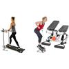 Sunny Health & Fitness Advanced Mini Home Steppers with Resistance Bands + Foldable Manual Treadmill, Compact Cardio Fitness, Durable Non-Electric Incline Exercise