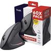 Trust Verto 60 Pack - 60x Mouse Verticale Wireless, Mouse Ergonomico senza Filo, 800/1200/1600 DPI, Microricevitore USB, 2.4GHz, 6 Pulsanti per PC, Computer, Portatile, Mac, Batterie Incluse - Nero