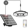 LINKE Lampada a sospensione solare con sensore di movimento, 152 LED luce solare telecomando, 6 modalità di illuminazione, lampada di sicurezza con 5 pannelli LED regolabile per capanno da giardino,