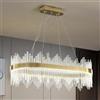HvKvHvY Lampadario Moderno In Cristallo, Lampada A Sospensione A LED Color Oro, Lampada Da Soffitto, Lampadario Semi-Incassato, Lampada A Sospensione Per Cucina, Soggiorno, Camera Da Letto, 80 CM