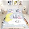 Homemissing 3D Animale Biancheria Da Letto Cartoon Gufi Set per Ragazzi Ragazze Bambini - Copripiumino Gufo Luna Stelle King Size Trapunta 3 Pz