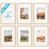PHOTOLINI Set di 6 cornici per poster A4 21x30 cm con passe-partout 13x18 cm legno MDF naturale, plexiglass infrangibile, da tavolo o da parete, accessori inclusi - per foto, immagini e poster