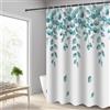 Hoomtaook Tenda Doccia 180x180cm, Tenda per Doccia Impermeabile Polyester Lavabile con 12 Anelli, Orlo Ponderato, Foglie Verde