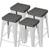 AddGrace Set di 4 cuscini antiscivolo per sgabello da bar, quadrati, con laccetti, con fodera lavabile in lavatrice, 30 x 30 x 5 cm (grigio scuro)