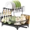 YISSVIC Scolapiatti da Appoggio 2 Livelli Scolapiatti da Lavello da Cucina Antiruggine con Drenaggio Rotativo 360°,Portabicchieri,Portatagliere, Portaposate