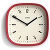Jones Clocks® Marvel Orologio a parete | Orologio quadrato moderno retro arrotondato | 25cm | Rosso | Look di design interessante per cucina, soggiorno o ufficio