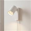 Licht-Erlebnisse Lampada da parete con interruttore e spina, applique GU10, bianco-oro, orientabile, direzionale, camera da letto, soggiorno, faretto, faretto, lampada da parete orientabile