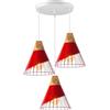 TOKIUS Lampada a sospensione Moderno Industriale Lampadas da soffitto E27 Legno e Metallo Lampadari e Plafoniere Interni Ø25cm Per Cucina Camera da letto (Rosso-3 luci-base)