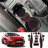 Coleya Tappetini Antiscivolo Compatibile con Ford Puma 2020-2024, Tappetini in Gomma per Console Centrale, Portabicchieri, Cuciture Porta, Braccioli, Ford Puma Accessori Tappetino per Auto (Rosso)