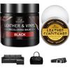 SHABEIBEI Set Riparazione Pelle Nera con 200ml di Tinta per Pelle & 100ml di Olio Nutriente - Cuir Liquido, Grasso per Pelle & Rimuovi Graffi - Riparazione per Pelle e Vinile su Divani, Mobili, Sedili Auto