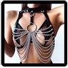 Sethain Punk Pelle petto Nero Halloween Stratificato Reggiseno Multistrato Catene del corpo Discoteca Collare Accessori Gioielleria per donne e ragazze