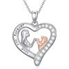 LONAGO Collana da donna in argento Sterling 925 con ciondolo a forma di cane e cuore, con scritta I Love You Forever