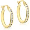 Carissima Orecchini creoli 16 mm con zirconi incastonati in fila singola da donna in oro giallo 9 ct