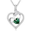 CDE Collana Donna Cuore Regalo Gioielli Donna Pendente Argento 925 con Pietra di Nascita per Festa Della Mamma Compleanno San Valentino per Lei Mamma Fidanzata Moglie con 5A Cubic Zirconie